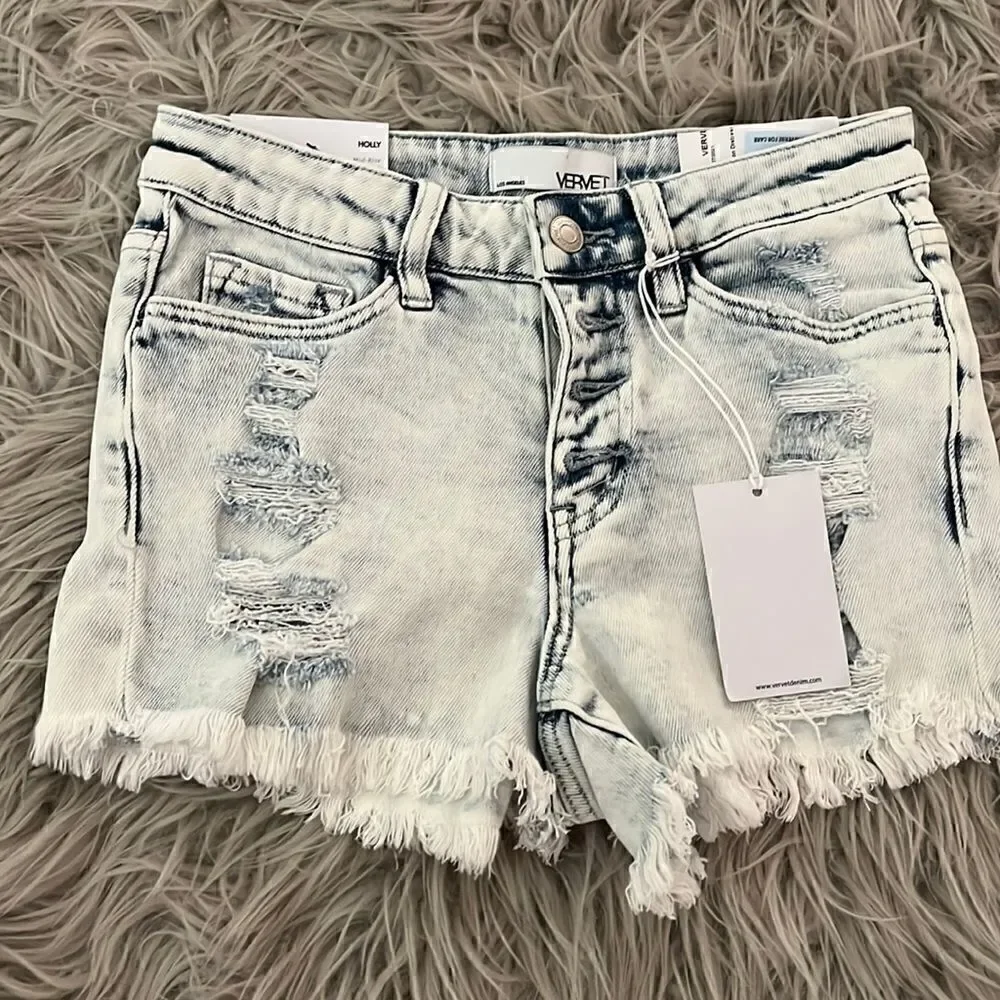 Vervet Holly cutoff Jean denim shorts XS NWT
